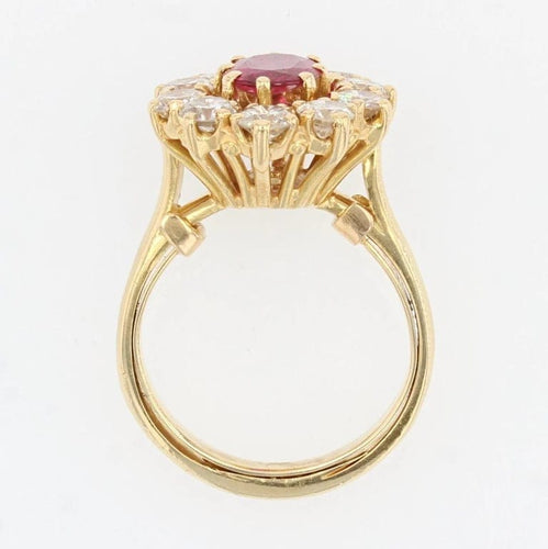Bague 50 Bague marguerite en or jaune 18 carats rubis et diamants 58 Facettes 22-229