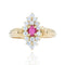Bague 54 Bague marquise en or jaune 18 carats, rubis et diamants 58 Facettes 22-207