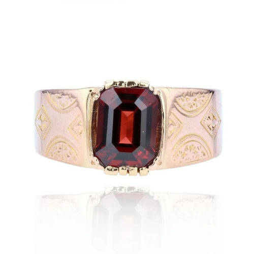 Bague 58 Bague jonc ancienne gravée en or rose 18 carats et grenat 58 Facettes 20-317
