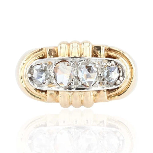 Bague 54 Bague tank en or jaune 18 carats et platine aux diamants 58 Facettes 21-794