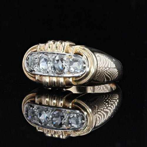 Bague 54 Bague tank en or jaune 18 carats et platine aux diamants 58 Facettes 21-794