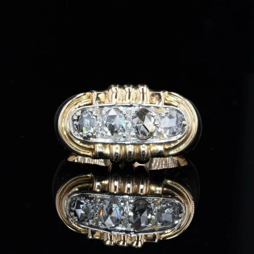 Bague 54 Bague tank en or jaune 18 carats et platine aux diamants 58 Facettes 21-794