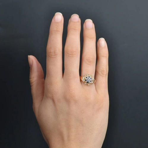 Bague 52 Bague ancienne - Motif fleur en or rose avec diamant et perles 58 Facettes 21-611