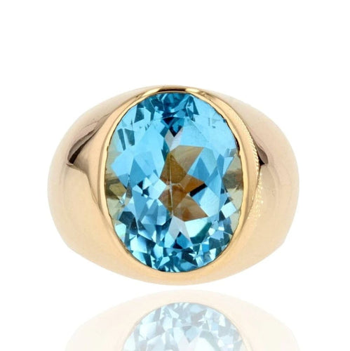Bague 51 Bague jonc en or jaune 18 carats et topaze ovale 58 Facettes 21-681