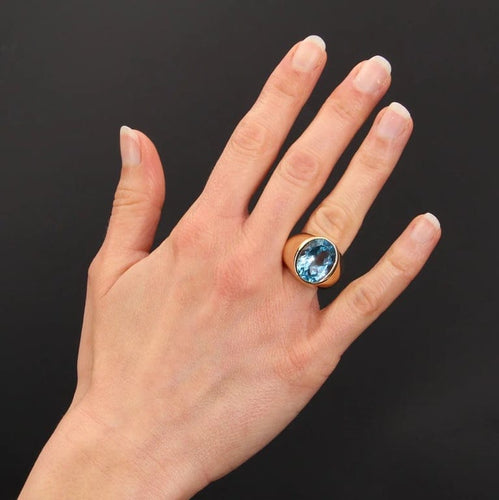 Bague 51 Bague jonc en or jaune 18 carats et topaze ovale 58 Facettes 21-681