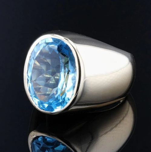 Bague 51 Bague jonc en or jaune 18 carats et topaze ovale 58 Facettes 21-681