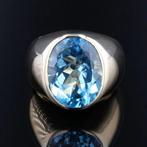 Bague 51 Bague jonc en or jaune 18 carats et topaze ovale 58 Facettes 21-681