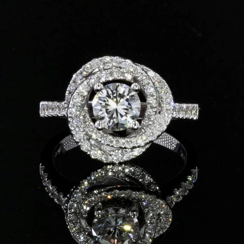 Bague 50 Bague fleur en or blanc 18 carats et diamants 58 Facettes 21-722