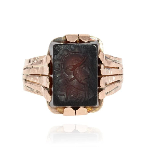 Bague 54 Bague ancienne - Intaille sur agate en or rose 18 carats 58 Facettes 21-376A