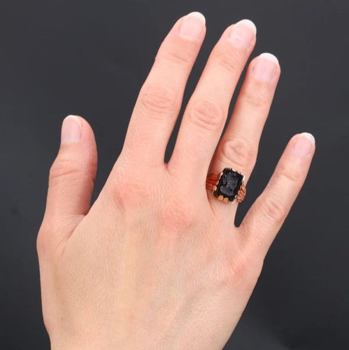 Bague 54 Bague ancienne - Intaille sur agate en or rose 18 carats 58 Facettes 21-376A