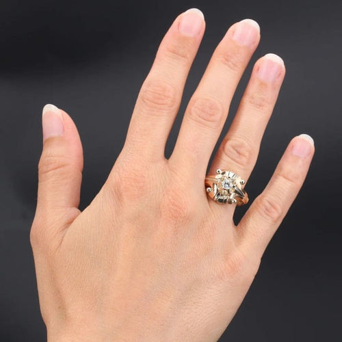 Bague 54 Bague vintage en or rose et or blanc 18 carats, diamant 58 Facettes 21-384