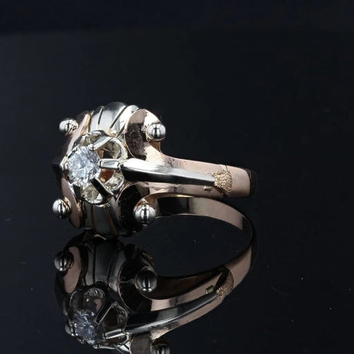 Bague 54 Bague vintage en or rose et or blanc 18 carats, diamant 58 Facettes 21-384