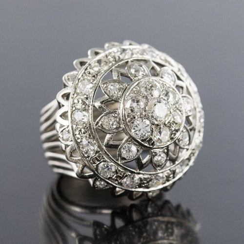 Bague 53 Bague cocktail en or blanc 18 carats et diamants 58 Facettes 19-588-51