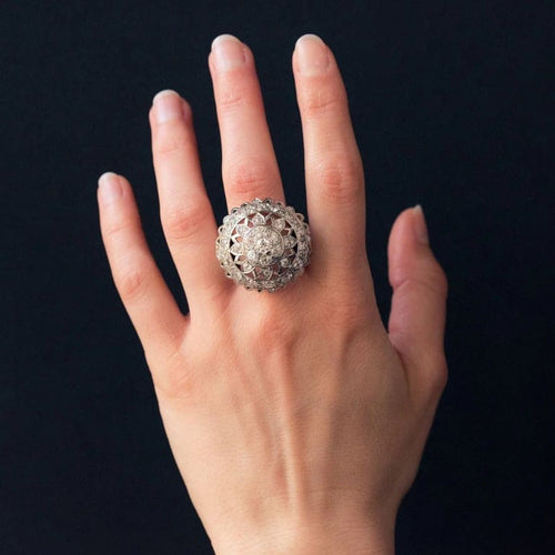 Bague 53 Bague cocktail en or blanc 18 carats et diamants 58 Facettes 19-588-51