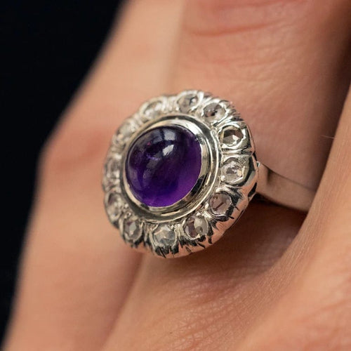 Bague 58 Bague ancienne Art déco en or blanc 18 carats, améthyste et diamants 58 Facettes 20-131-50