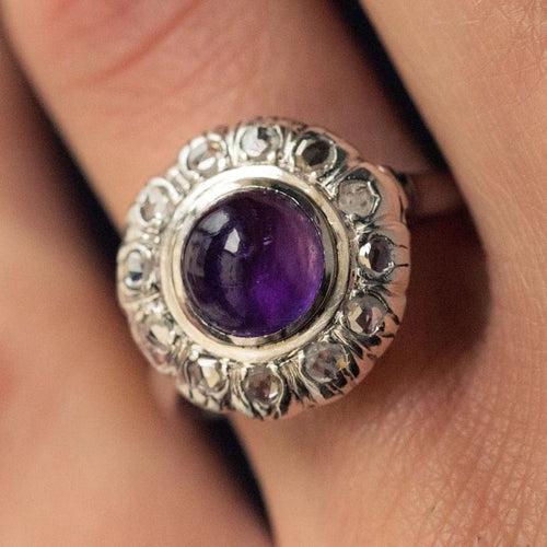Bague 58 Bague ancienne Art déco en or blanc 18 carats, améthyste et diamants 58 Facettes 20-131-50