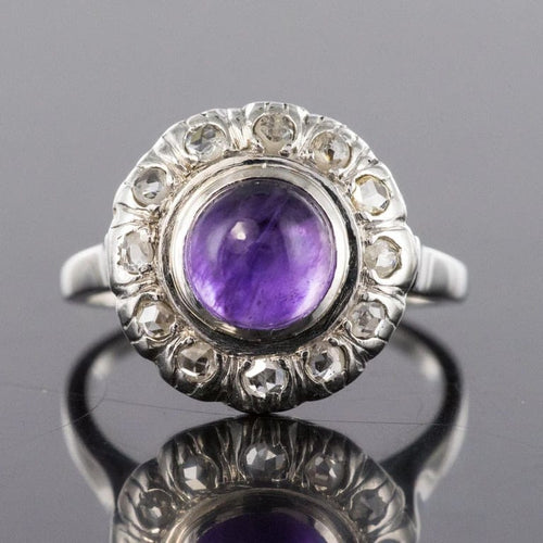 Bague 58 Bague ancienne Art déco en or blanc 18 carats, améthyste et diamants 58 Facettes 20-131-50
