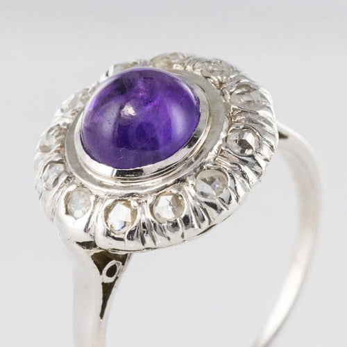 Bague 58 Bague ancienne Art déco en or blanc 18 carats, améthyste et diamants 58 Facettes 20-131-50