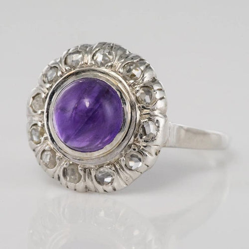 Bague 58 Bague ancienne Art déco en or blanc 18 carats, améthyste et diamants 58 Facettes 20-131-50