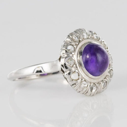 Bague 58 Bague ancienne Art déco en or blanc 18 carats, améthyste et diamants 58 Facettes 20-131-50