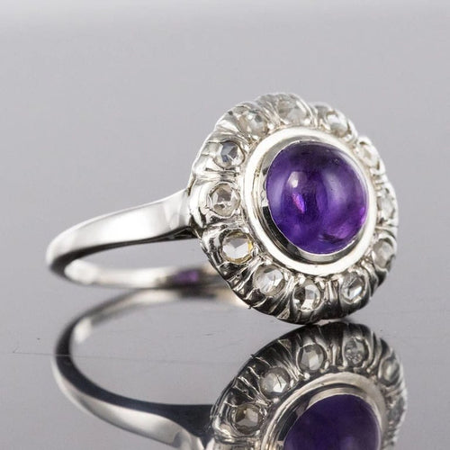 Bague 58 Bague ancienne Art déco en or blanc 18 carats, améthyste et diamants 58 Facettes 20-131-50