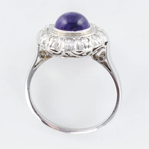 Bague 58 Bague ancienne Art déco en or blanc 18 carats, améthyste et diamants 58 Facettes 20-131-50