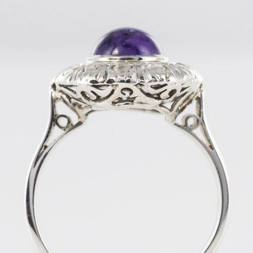 Bague 58 Bague ancienne Art déco en or blanc 18 carats, améthyste et diamants 58 Facettes 20-131-50