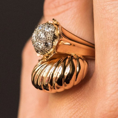 Bague 53 Bague couture en or jaune 18 carats et diamants 58 Facettes 19-360-57