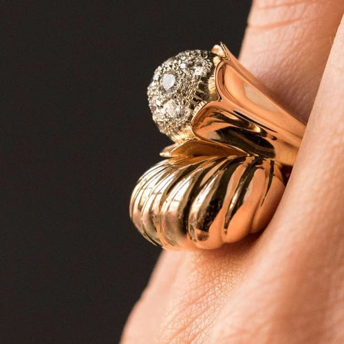 Bague 53 Bague couture en or jaune 18 carats et diamants 58 Facettes 19-360-57