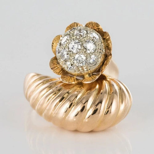 Bague 53 Bague couture en or jaune 18 carats et diamants 58 Facettes 19-360-57