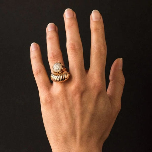 Bague 53 Bague couture en or jaune 18 carats et diamants 58 Facettes 19-360-57