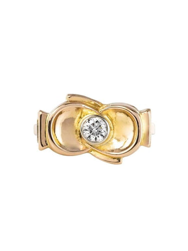 Bague 55 Bague nœud vintage en or jaune 18 carats et diamant 58 Facettes 20-093-53