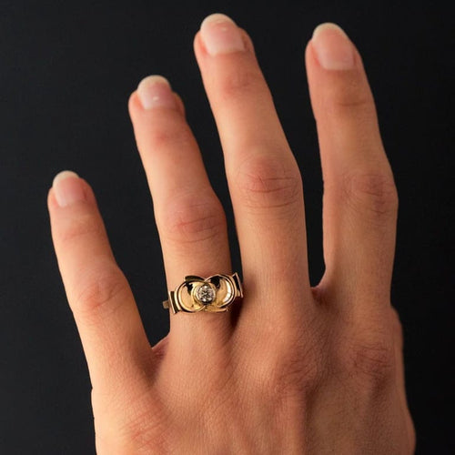 Bague 55 Bague nœud vintage en or jaune 18 carats et diamant 58 Facettes 20-093-53