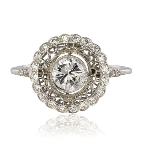 Bague 53 Bague ronde dentelle en platine et diamants 58 Facettes 20-086-55