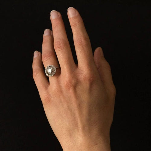 Bague 53 Bague ronde dentelle en platine et diamants 58 Facettes 20-086-55