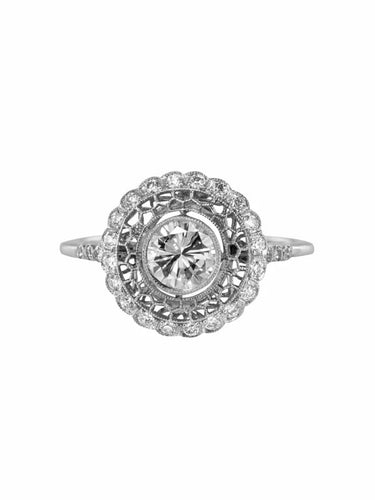 Bague 53 Bague ronde dentelle en platine et diamants 58 Facettes 20-086-55