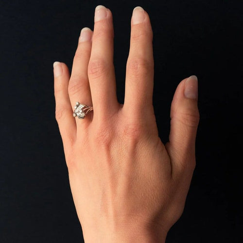 Bague 56 Bague vintage en or blanc 18 carats et diamants 58 Facettes 20-095-51