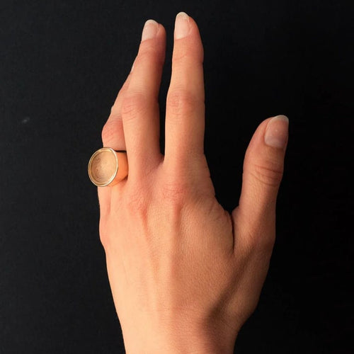 Bague 59 Bague en or rose 18 carats - Intaille sur quartz 58 Facettes 20-082-55
