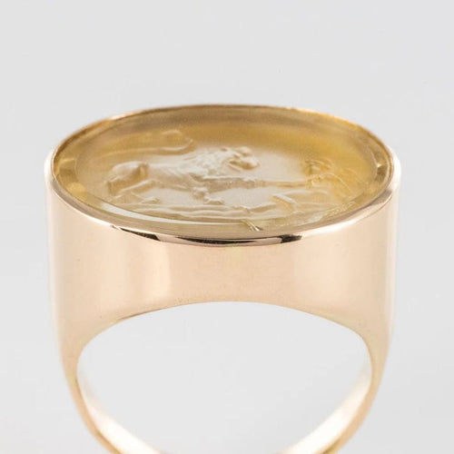 Bague 59 Bague en or rose 18 carats - Intaille sur quartz 58 Facettes 20-082-55