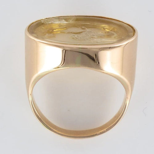 Bague 59 Bague en or rose 18 carats - Intaille sur quartz 58 Facettes 20-082-55