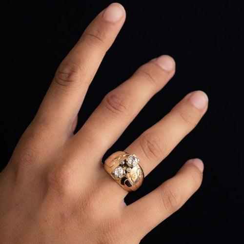 Bague 54 Bague boule rétro en or jaune 18 carats et diamants 58 Facettes 20-170-52