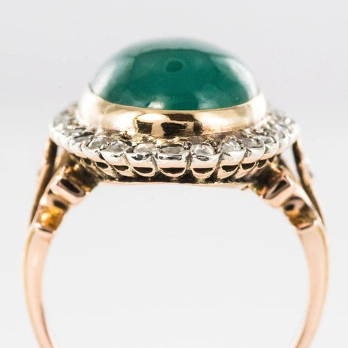 Bague 58 Bague pompadour ancienne en or rose 18 carats, agate verte et diamants 58 Facettes 20-246-56