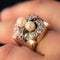 Bague 57 Bague tank rétro en or rose 18 carats, platine, perles et diamants 58 Facettes 20-117-52
