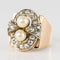 Bague 57 Bague tank rétro en or rose 18 carats, platine, perles et diamants 58 Facettes 20-117-52