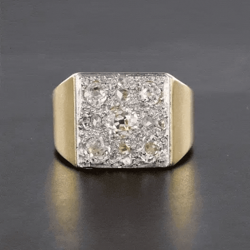 Bague 55 Bague Art déco pavée de diamants en or rose 18 carats et platine 58 Facettes 20-157