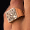Bague 55 Bague Art déco pavée de diamants en or rose 18 carats et platine 58 Facettes 20-157