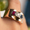 Bague 52 Bague tank en or jaune 18 carats avec saphir, rubis et diamant 58 Facettes 20-349-49