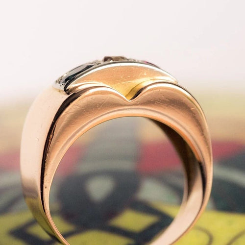 Bague 52 Bague tank en or jaune 18 carats avec saphir, rubis et diamant 58 Facettes 20-349-49