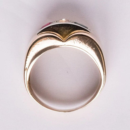 Bague 52 Bague tank en or jaune 18 carats avec saphir, rubis et diamant 58 Facettes 20-349-49