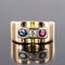 Bague 52 Bague tank en or jaune 18 carats avec saphir, rubis et diamant 58 Facettes 20-349-49